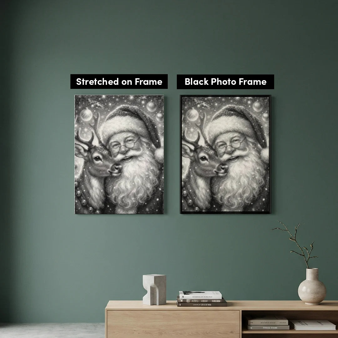 Peinture à 2 points du Père Noël avec un renne