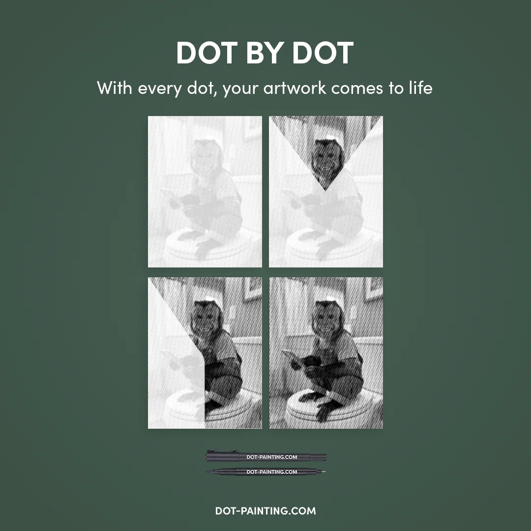 Dot Painting Singe sur des Toilettes