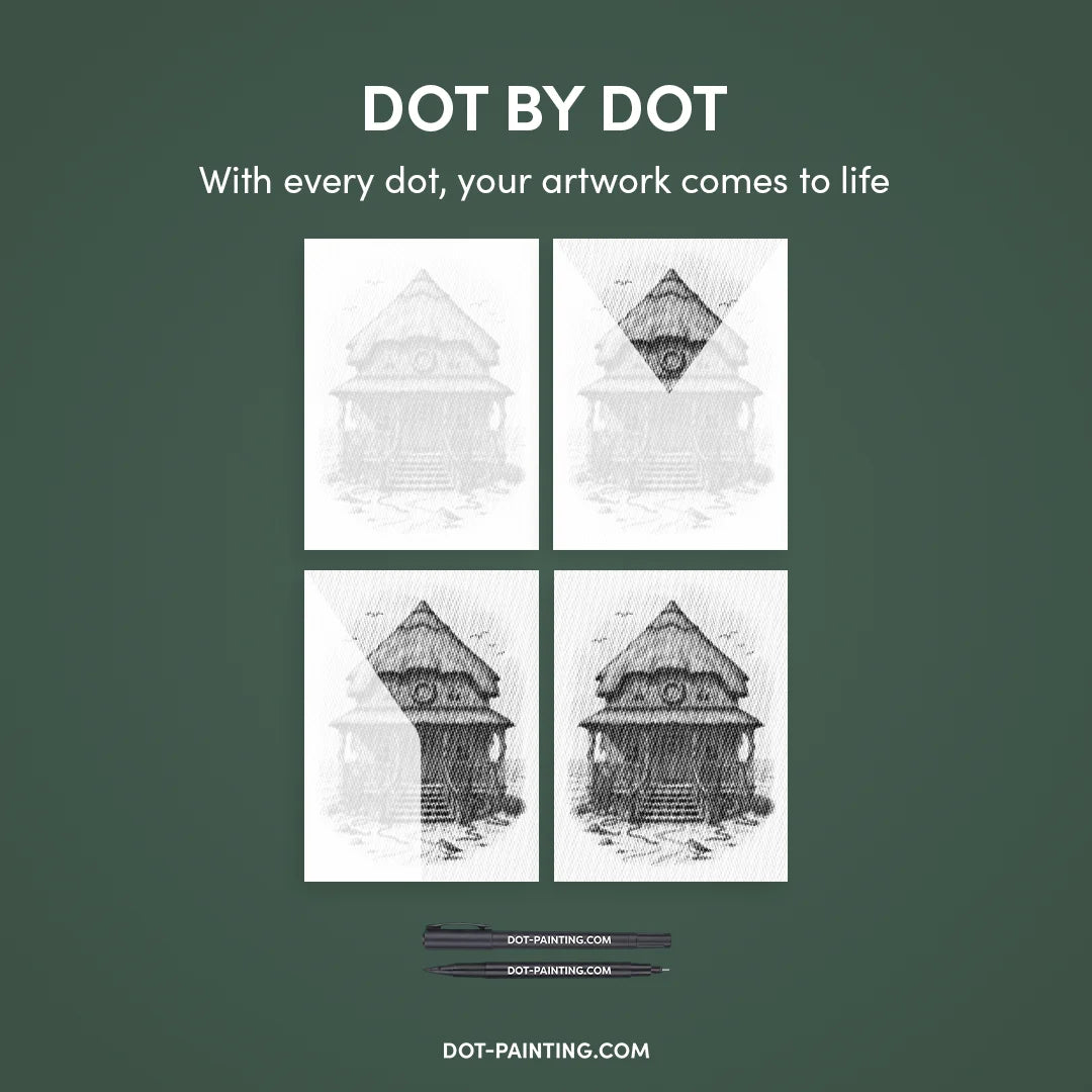 Peinture de point de chalet de plage