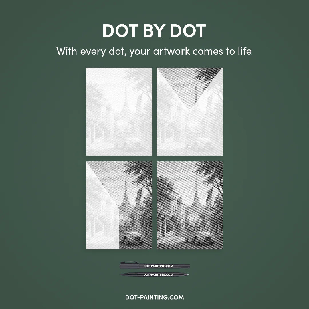 Vieille Coccinelle à Paris Dot Painting