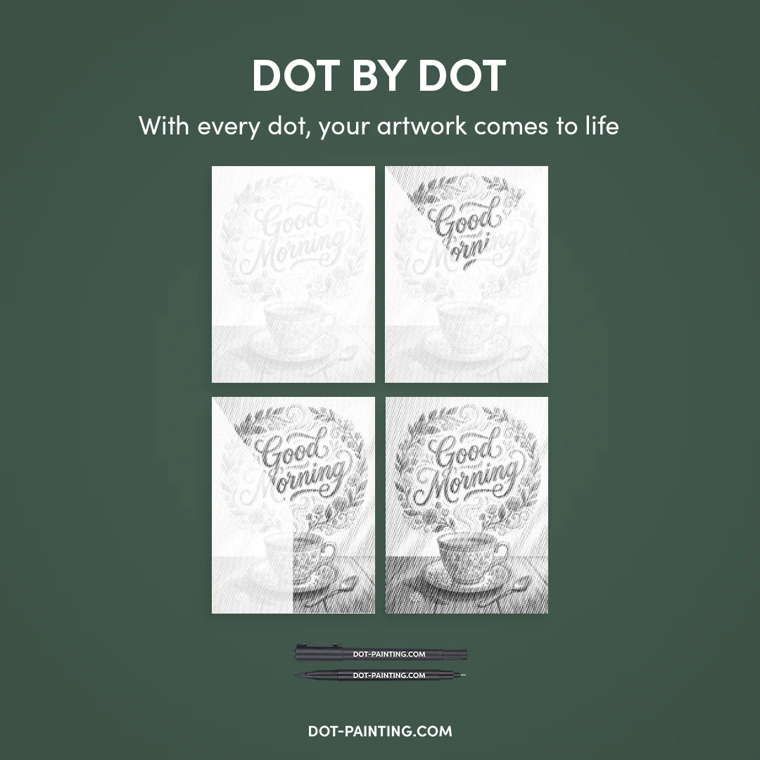 Peinture de point de café de bonjour