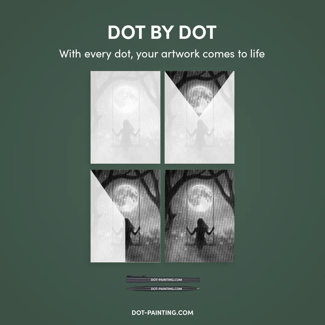 Peinture à points oscillants au clair de lune