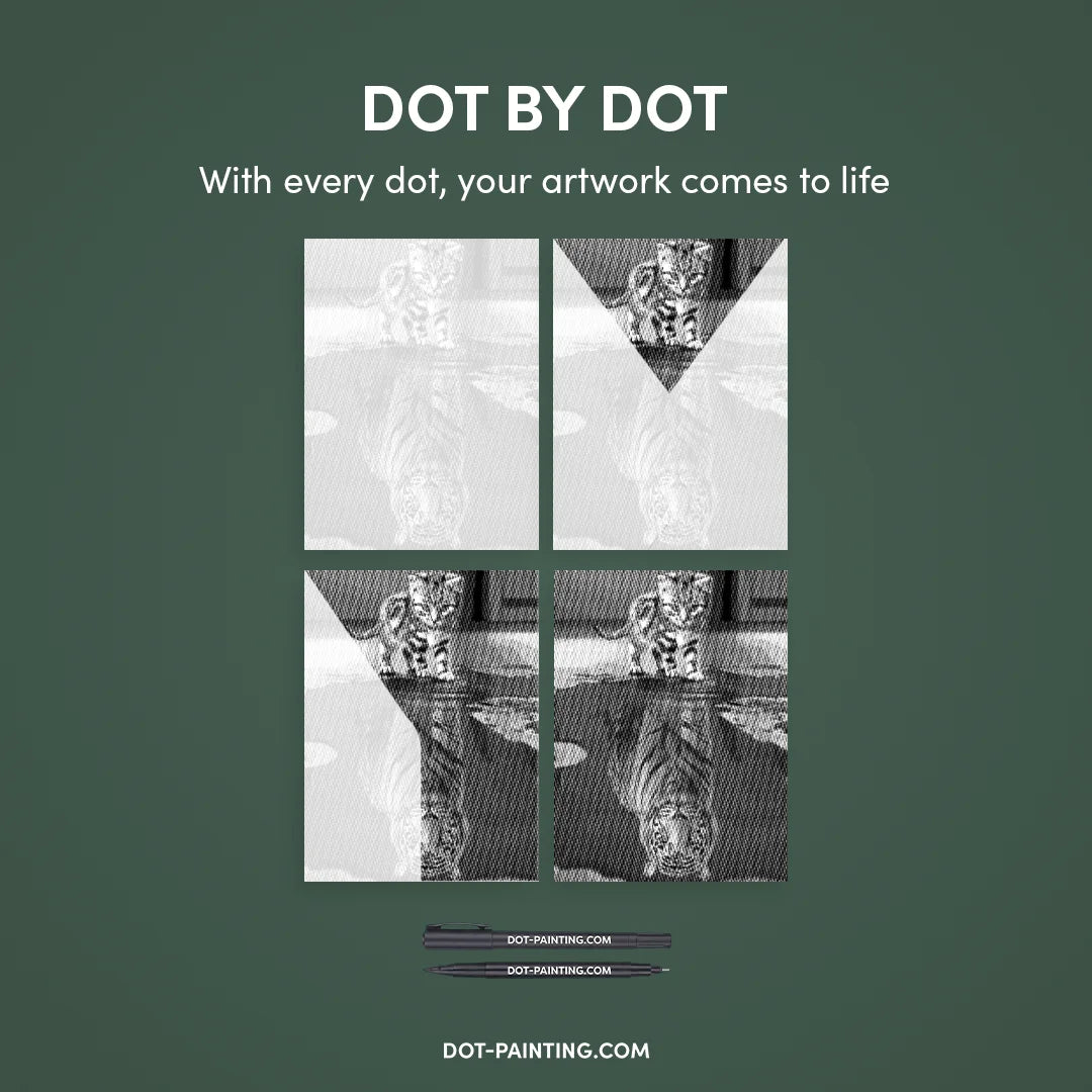 Dot Painting Chat avec Reflet de Tigre