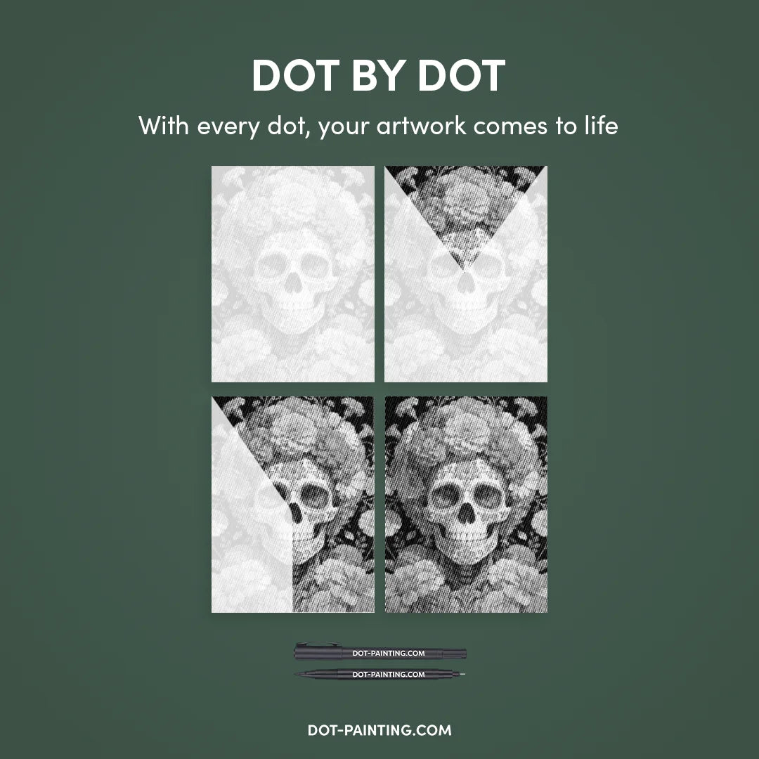 Dot Painting Tête de Mort Mexicaine