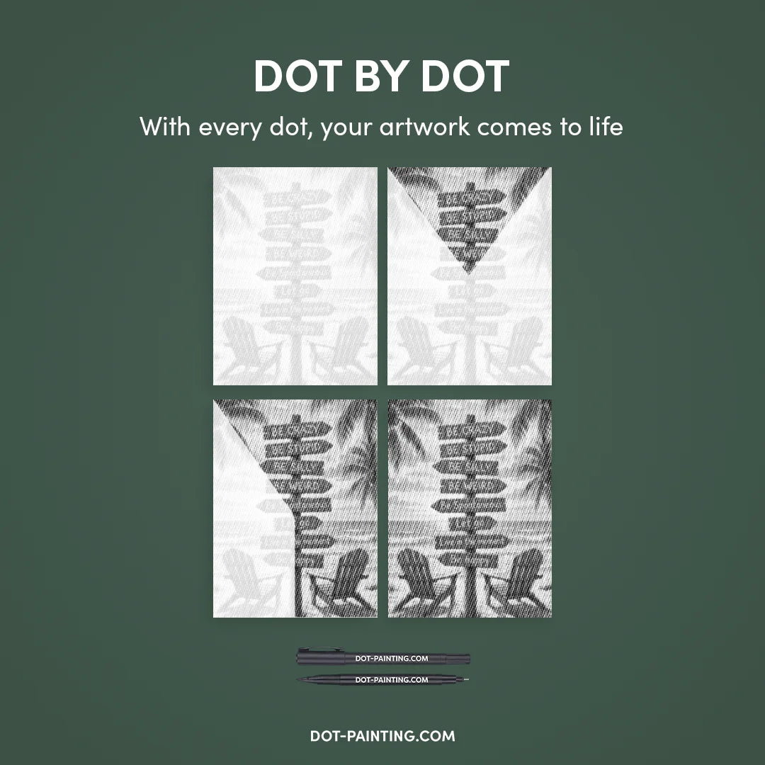 Peinture à points de panneaux de plage