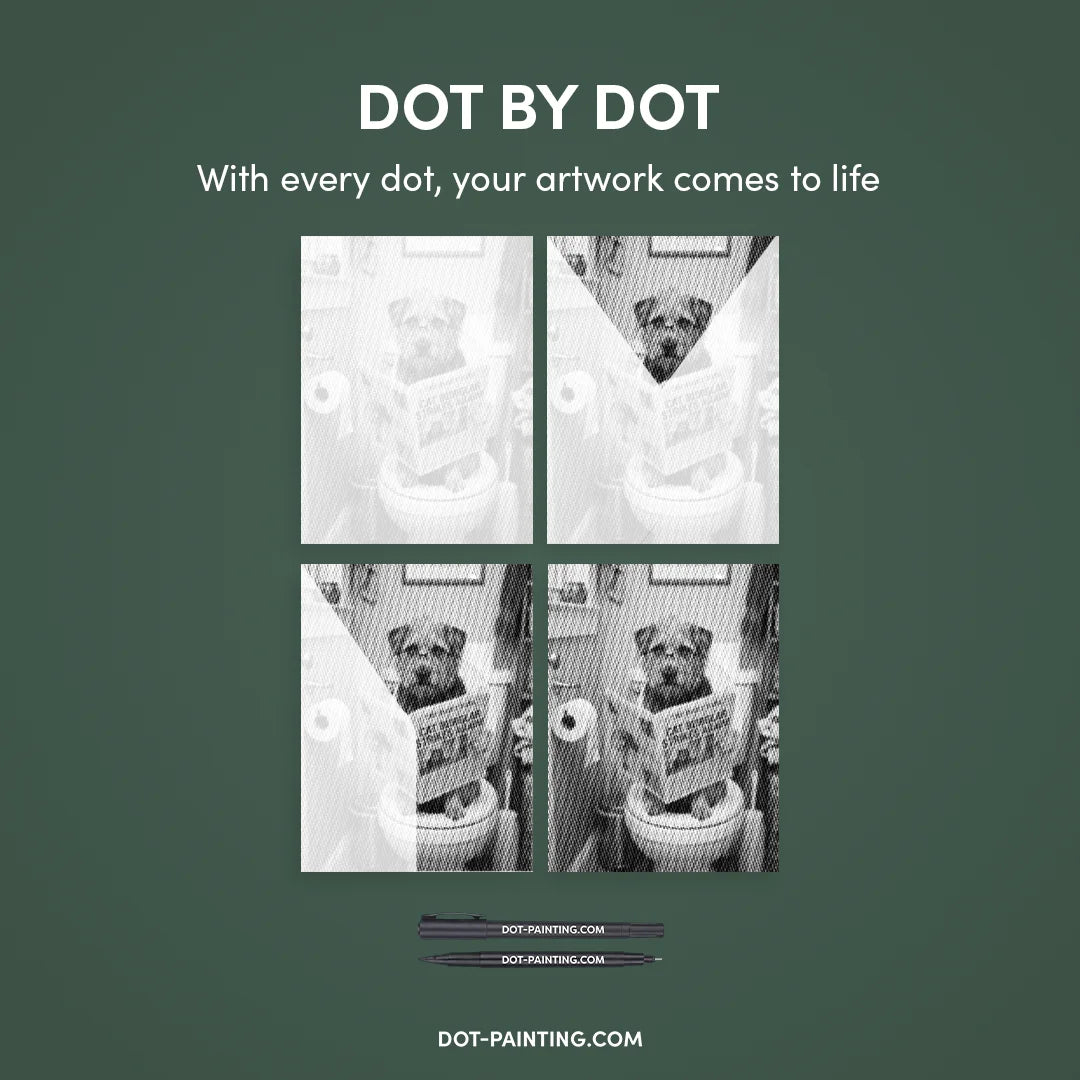 Dot Painting Chien sur des Toilettes