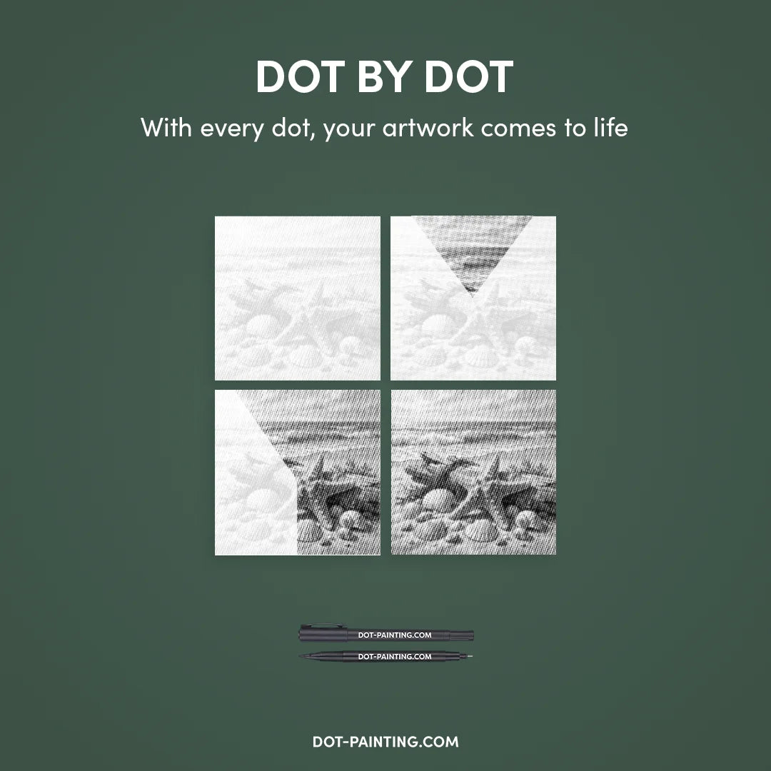 Coquillages sur la peinture à points de plage