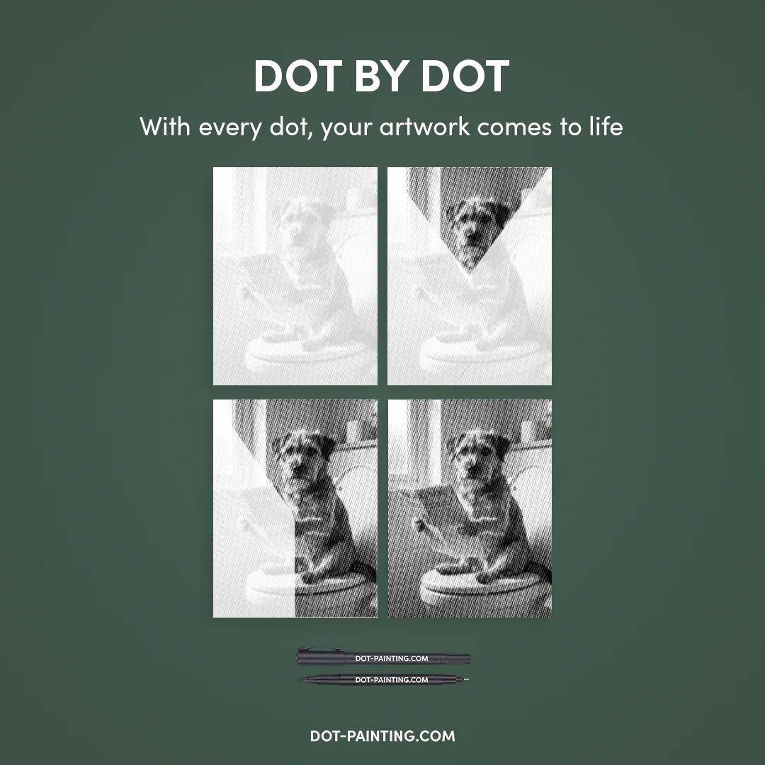 Dot Painting Chien sur des Toilettes 2