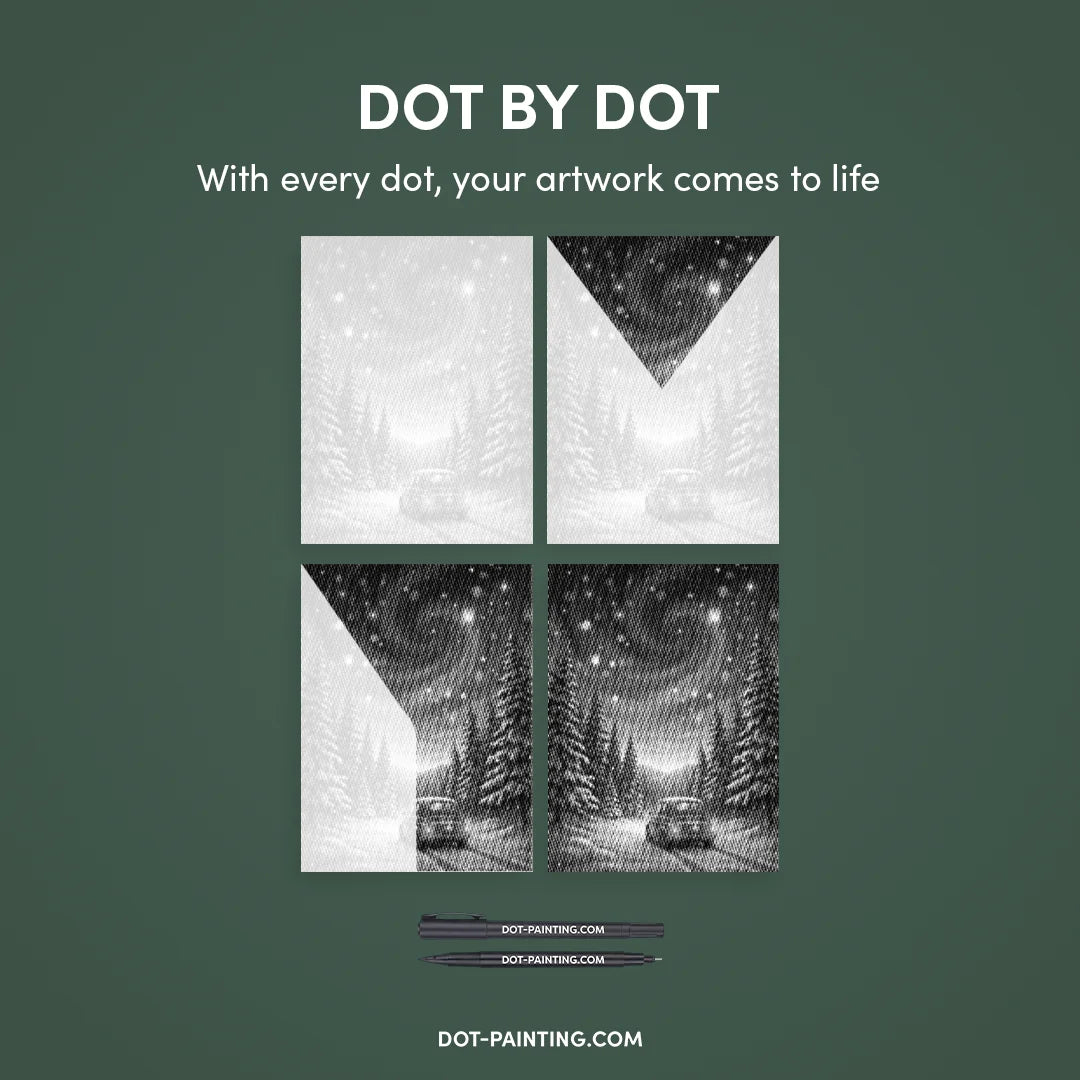 Peinture magique de points de nuit d’hiver