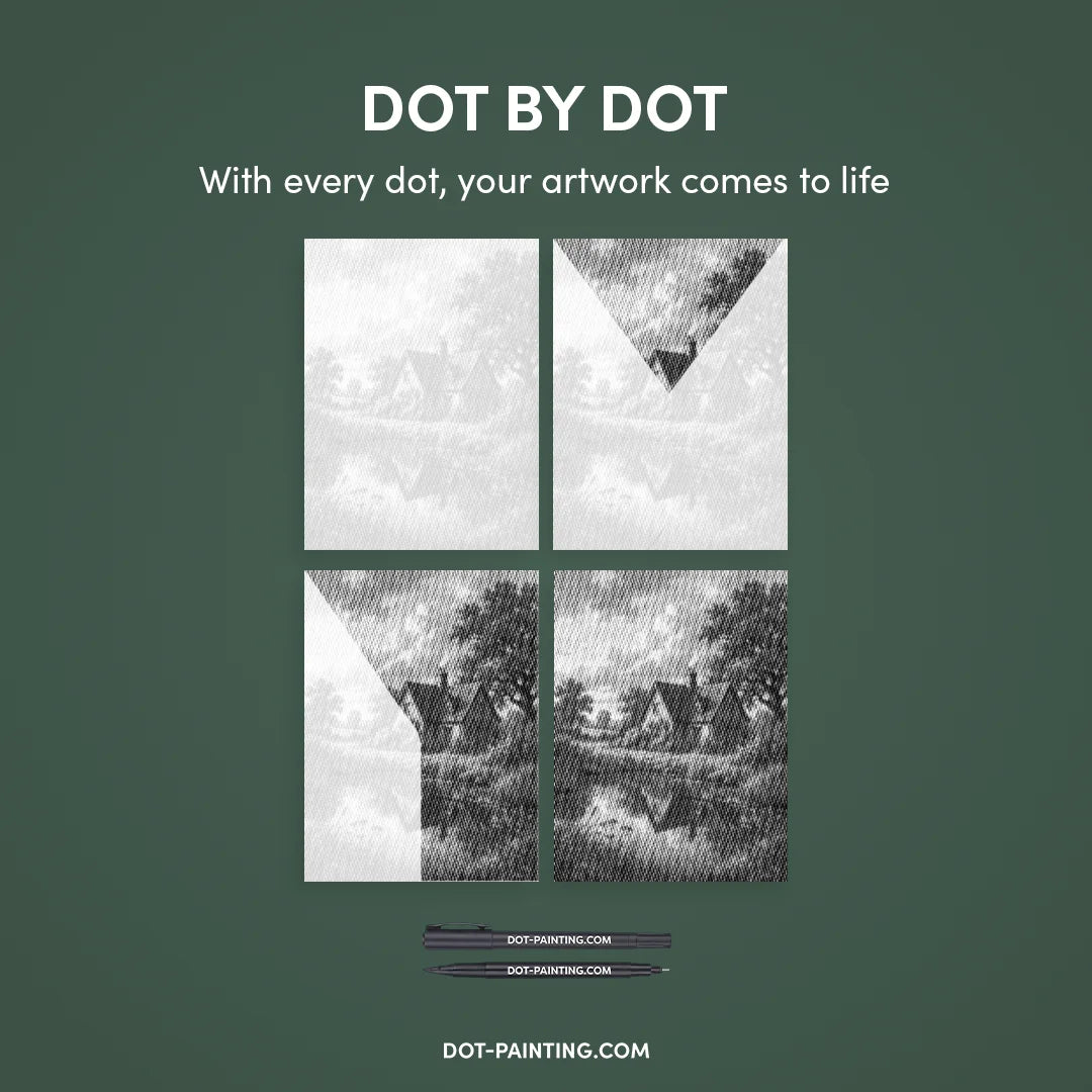 Maison sur la peinture à points Heath