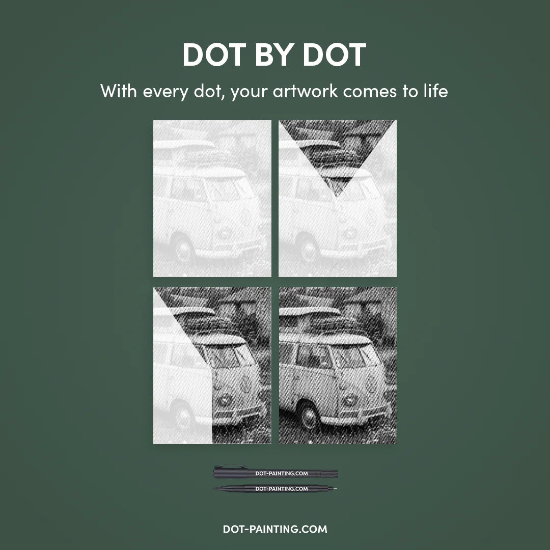 Dot Painting Oude VW-bus